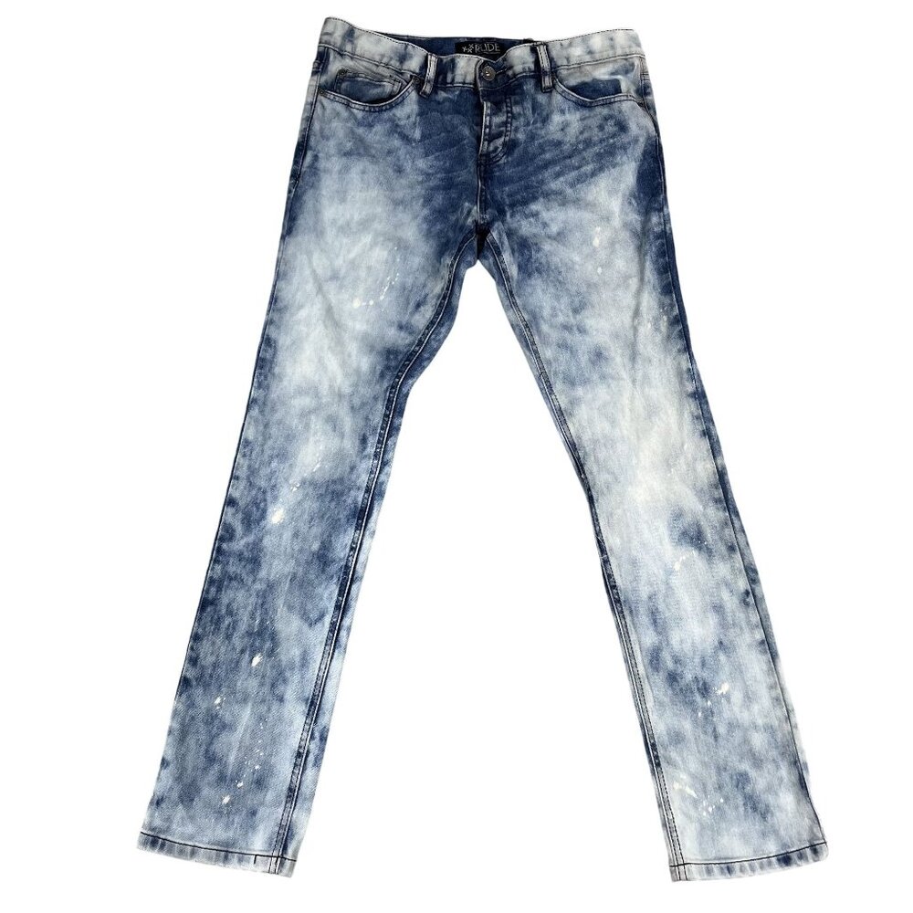 XXX Rude Mens Painted Button Fly Skinny Jeans Sz 34 x 32